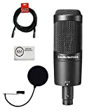 Audio-Technica AT2050 Multi-Pattern Condenser Microphone Bundle with Pop Filter, XLR Cable, and Austin Bazaar Polishing Cloth