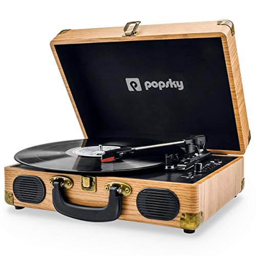 Popsky - best wireless vintage suitcase turntable under $200